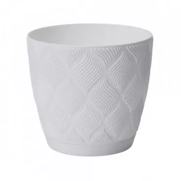 Kvetináč s podmiskou Flow Petit Eco Recycled 13 biely