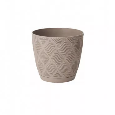 Kvetináč s podmiskou Flow Petit Eco Recycled 13 hnedý