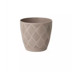 Kvetináč s podmiskou Flow Petit Eco Recycled 19 hnedý