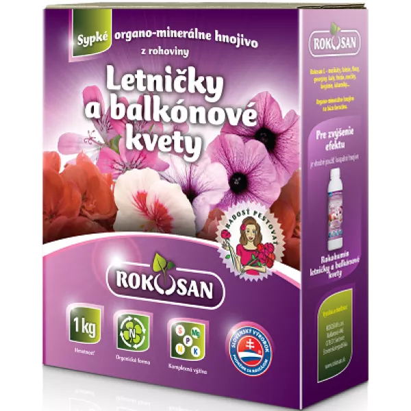 Organické tuhé hnojivo na jednoročné a balkónové kvety Rokosan